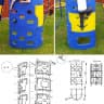 Уличный детский спортивный комплекс - Модель № 7 со скалодромом и дополнительным модулем с горкой 2,0 метра к П-обр конструкции, как продолжение