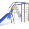Уличный детский спортивный комплекс - Модель № 7 со скалодромом и дополнительным модулем с горкой 2,0 метра к П-обр конструкции, как продолжение