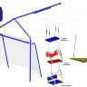 Уличный детский спортивный комплекс - № 9 с рукоходом и сетками для лазания, качели-люлька, цепь/подшипн, (Шир швед стен - 530 мм)
